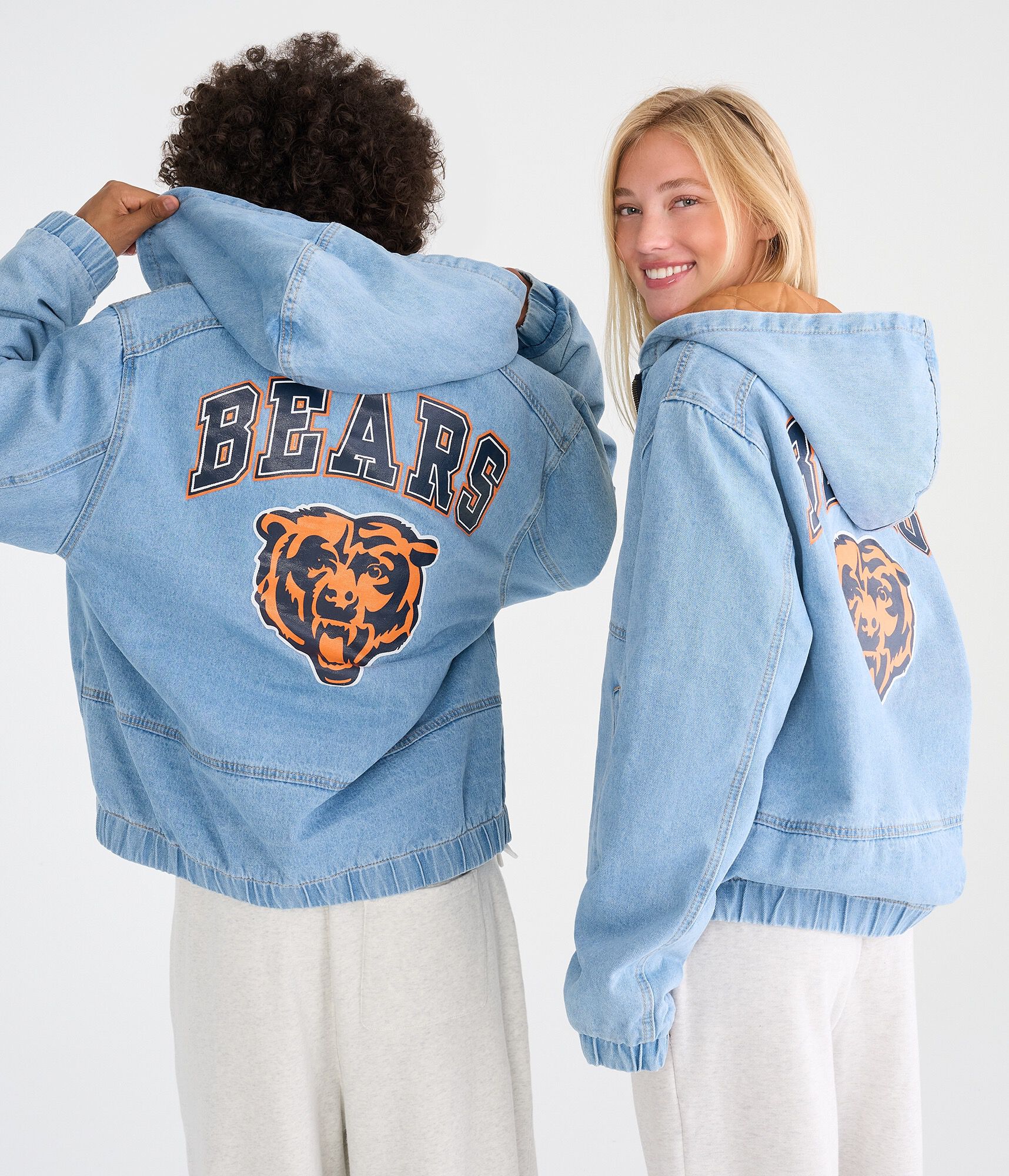 Chicago Bears Full-Zip Hooded Denim Jacket