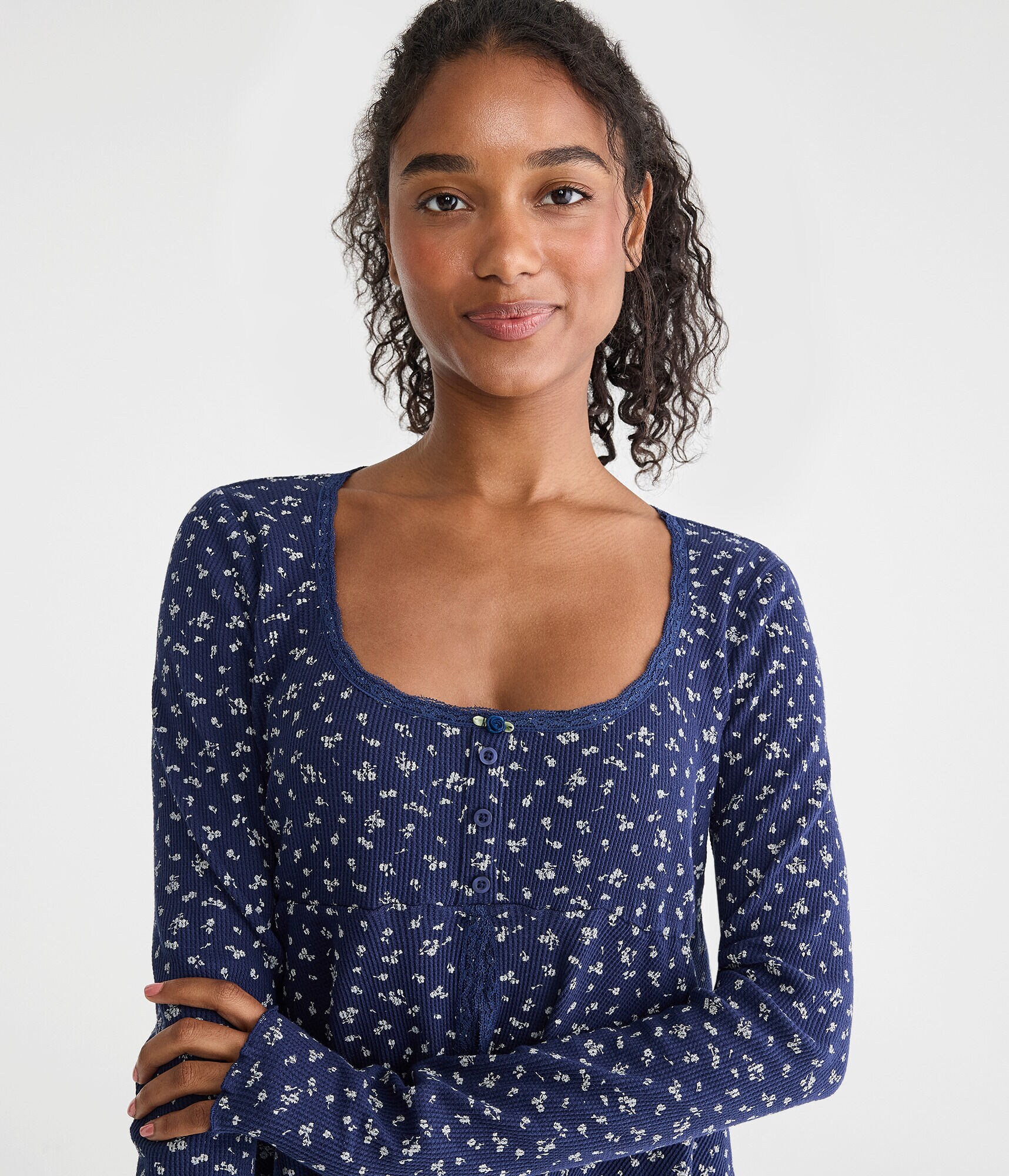 Long Sleeve Cropped Babydoll Sleep Tee