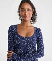 Long Sleeve Cropped Babydoll Sleep Tee