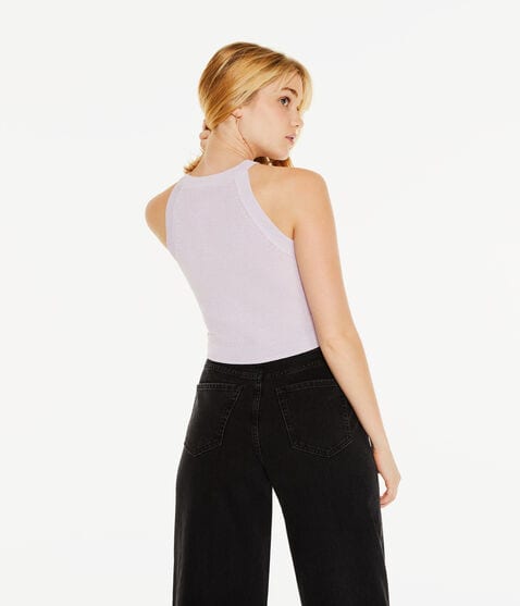 Butterfly Cropped High-Neck Sweater Tank