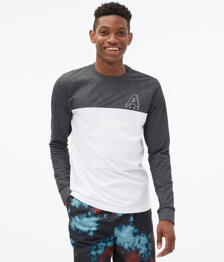 Long Sleeve Aero Logo Colorblocked Stretch Graphic Tee***