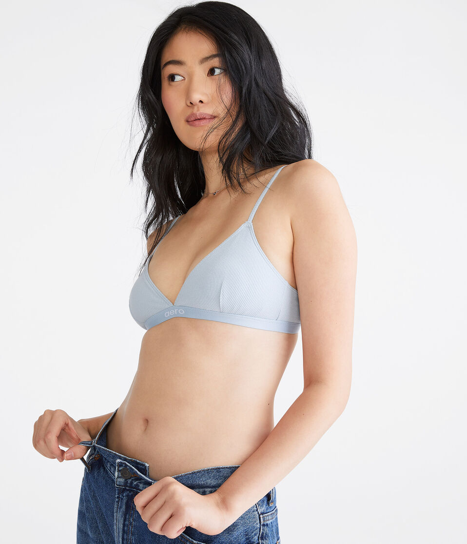 Ribbed Logo Triangle Bra