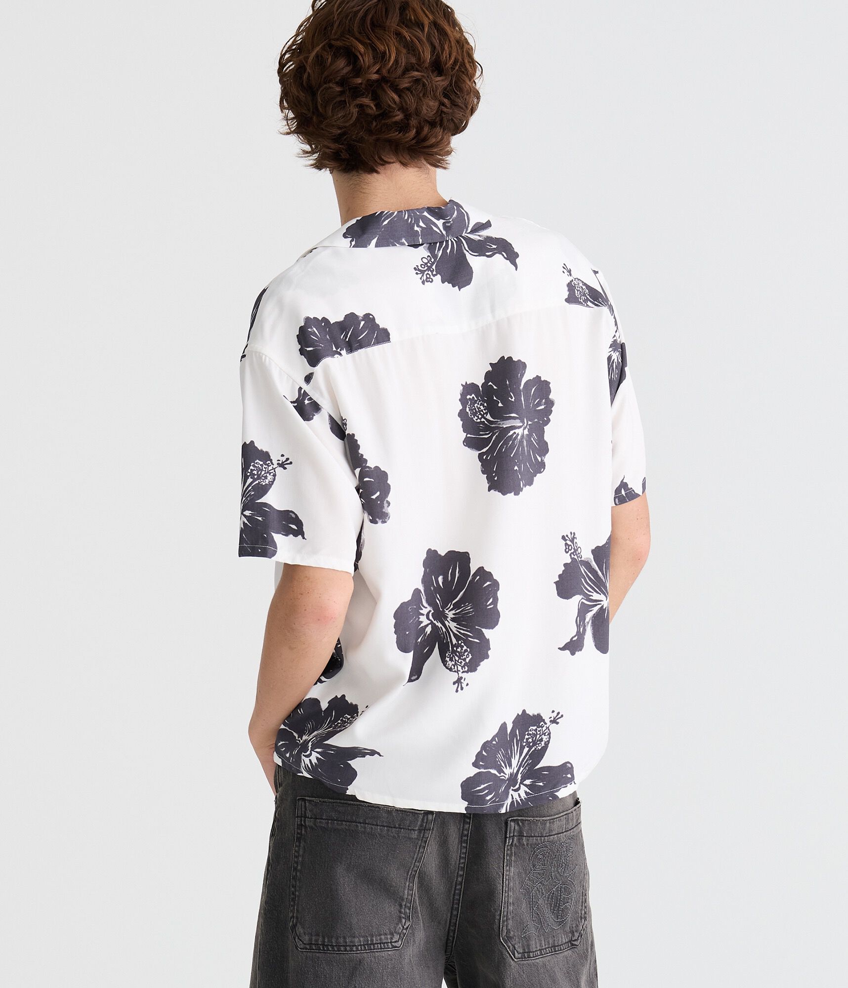 Hibiscus Print Boxy Camp Shirt