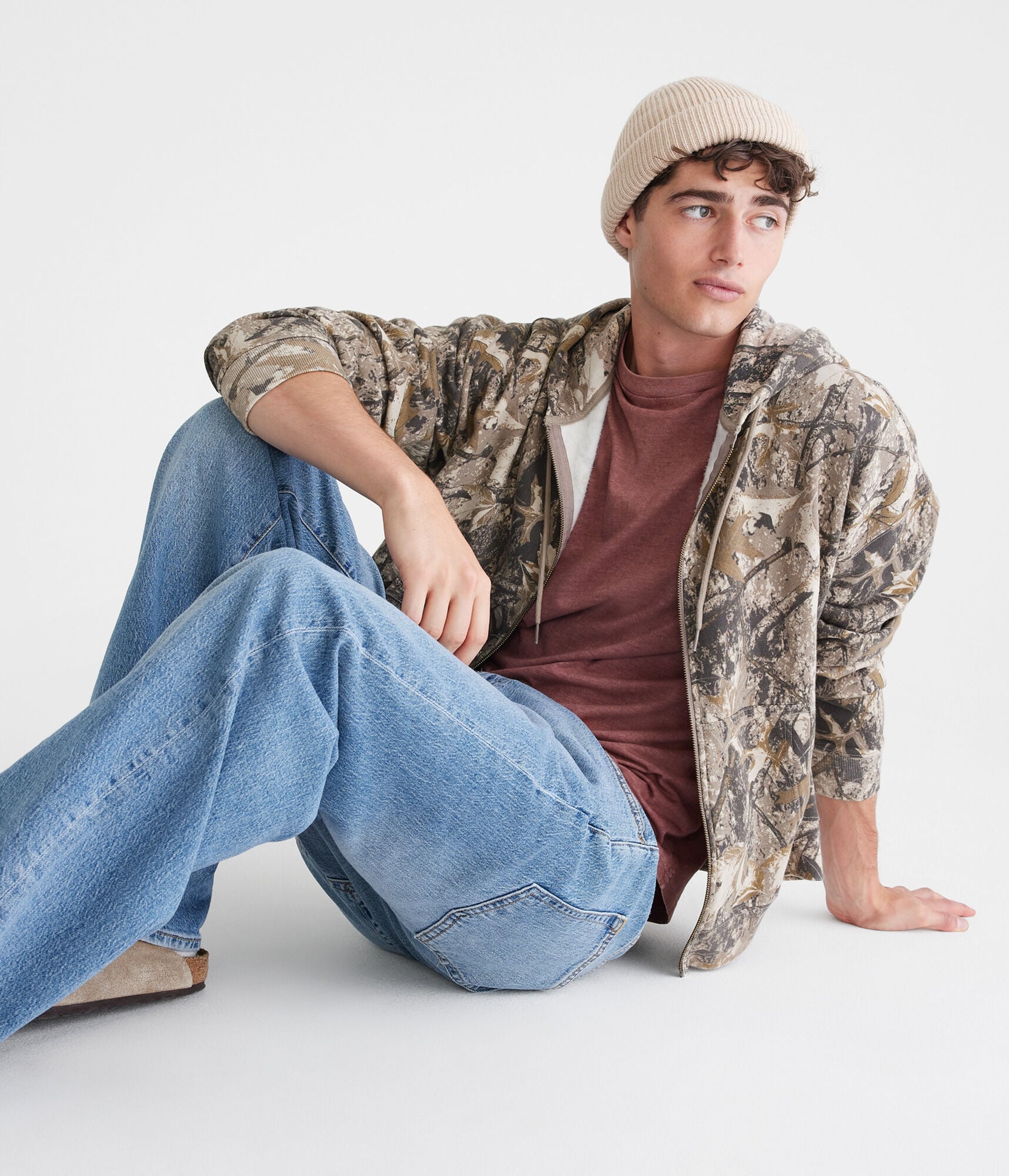 Forest Camo Boxy Full-Zip Hoodie