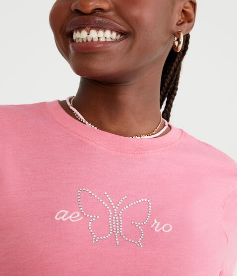 Aero Rhinestone Butterfly Graphic Tee