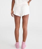 Printed Pointelle Knit Sleep Shorts