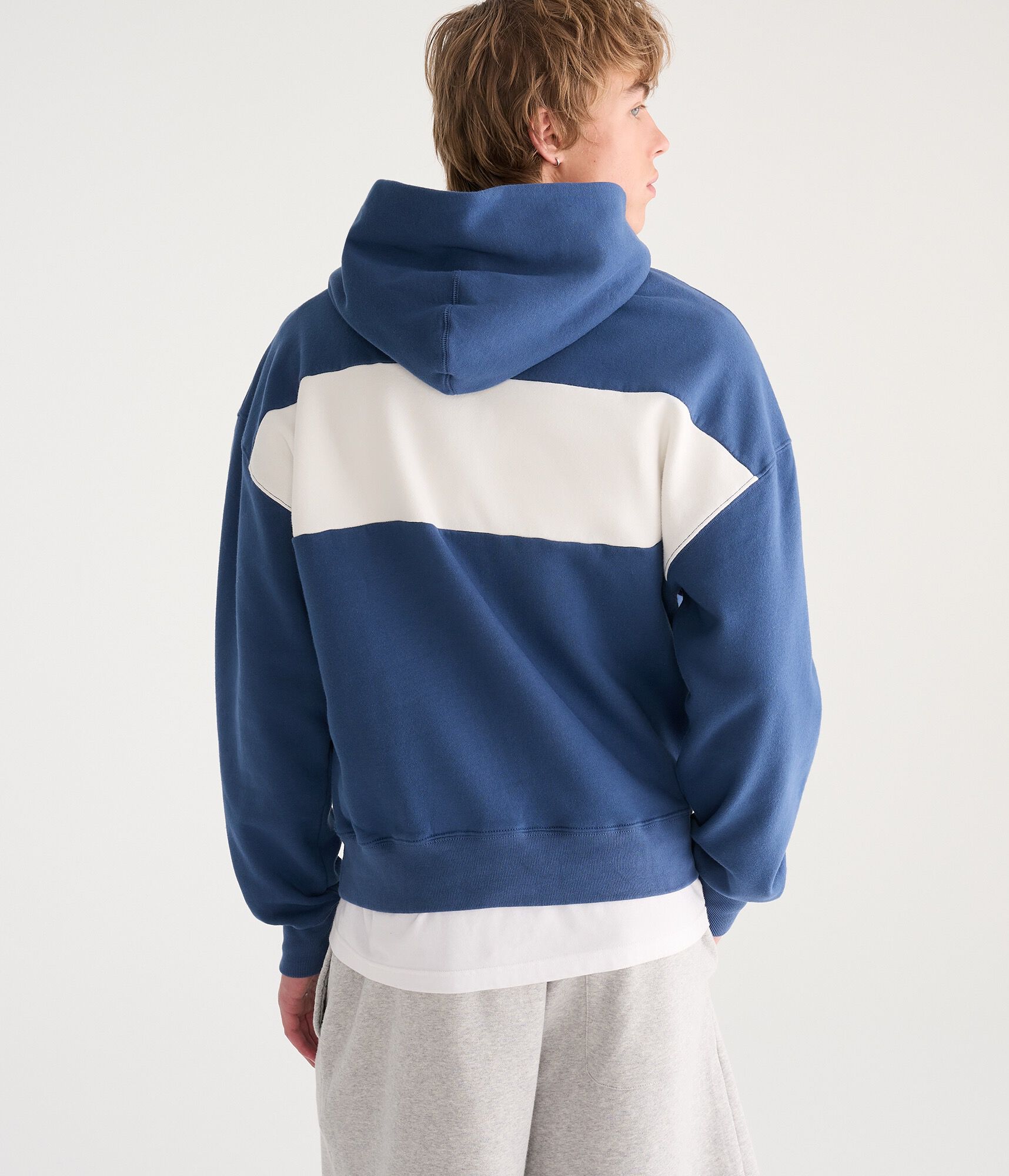 Cloud Soft Letter Logo Colorblock Boxy Pullover Hoodie
