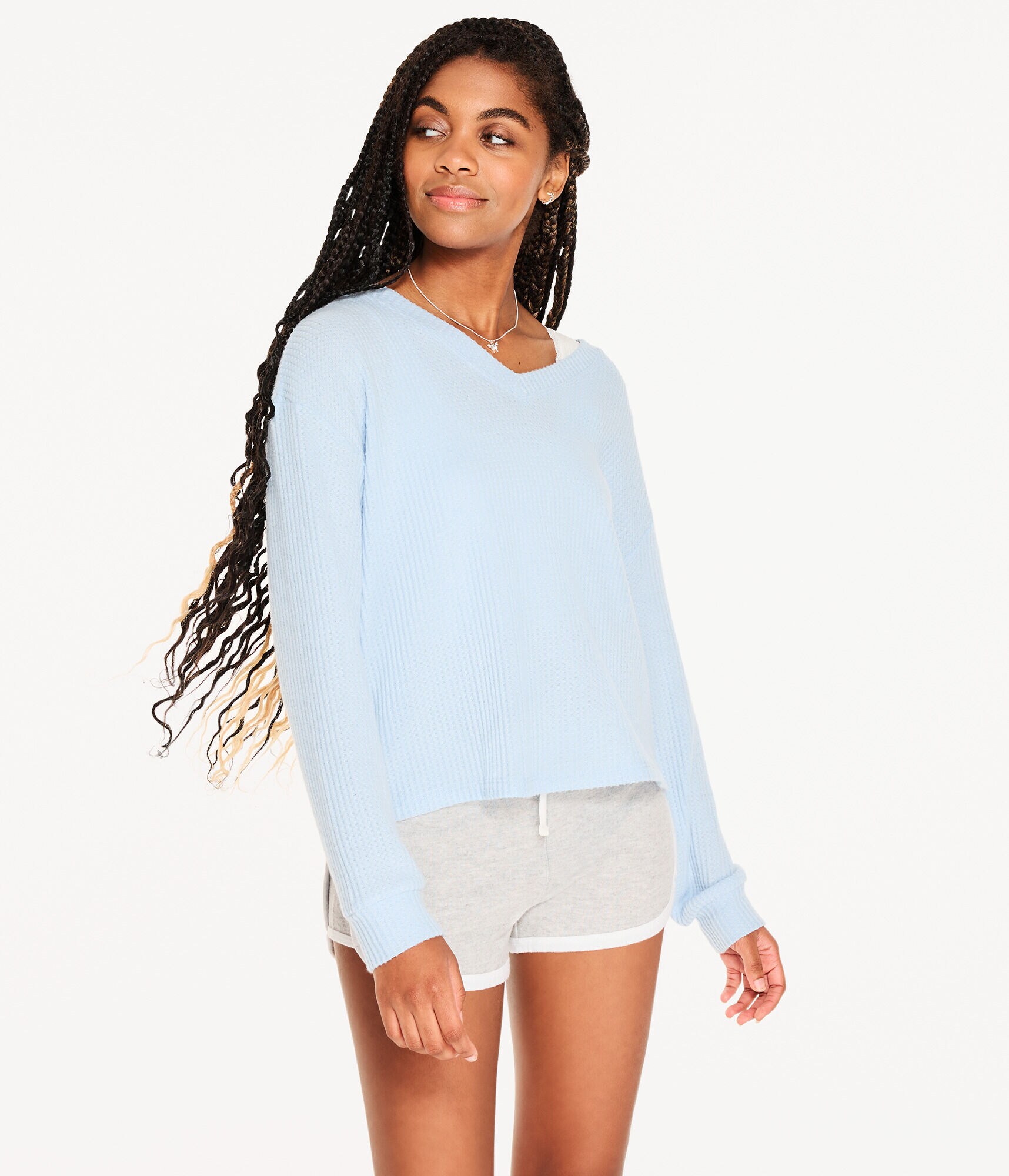 Long Sleeve Wear 2 Ways Cozy Waffle Tee