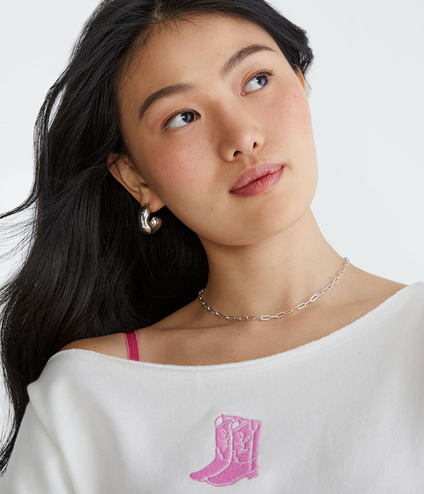 Cowboy Boots Off-The-Shoulder Sweatshirt