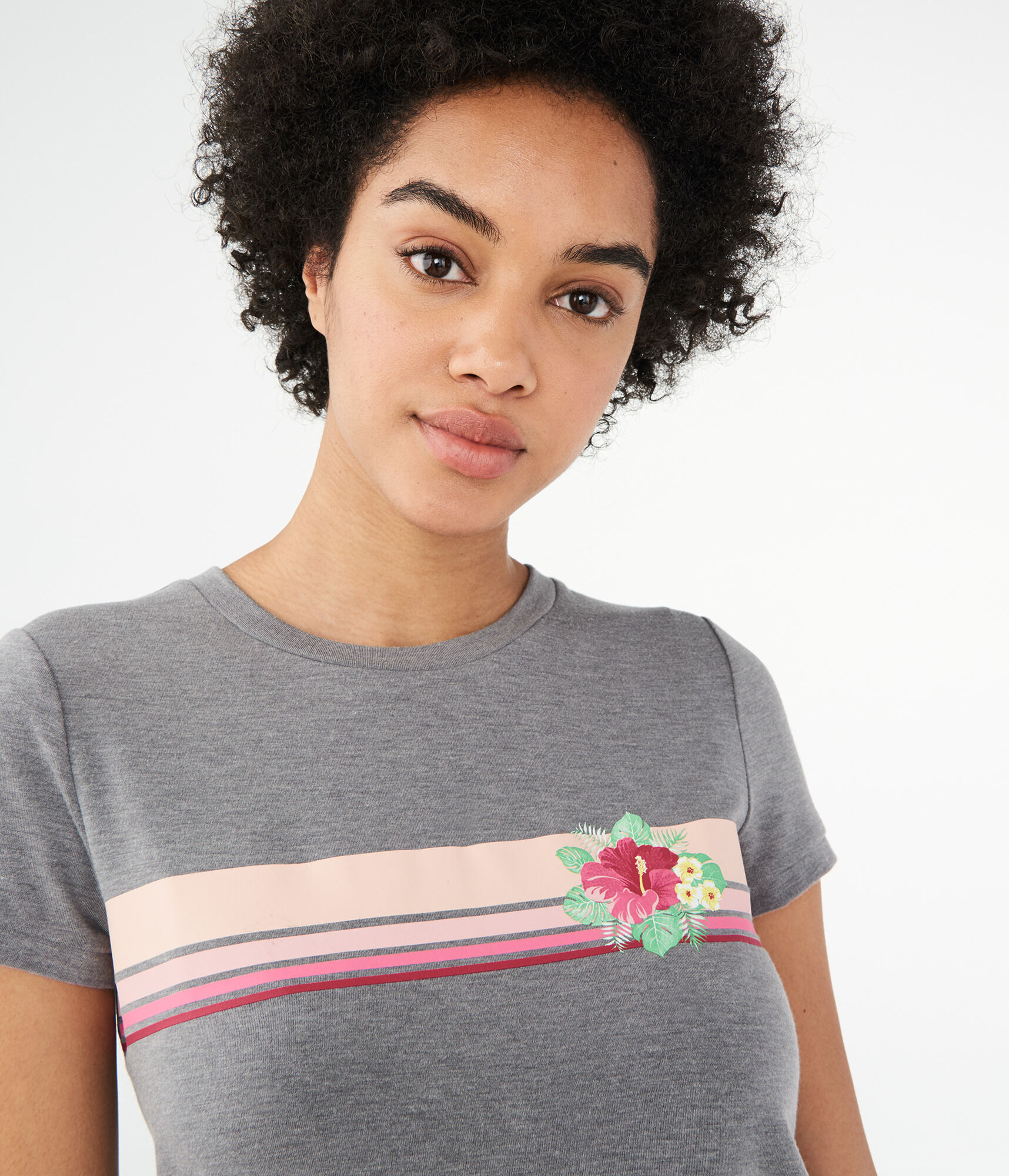 Floral Stripe Graphic Girl Tee