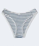 Striped Pointelle Lace-Trim Cheeky