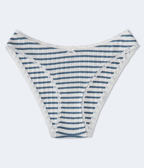 Striped Pointelle Lace-Trim Cheeky Striped Pointelle Lace-Trim Cheeky