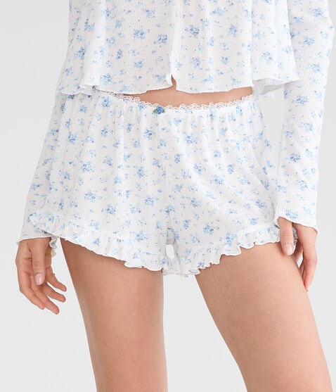 Ruffled Knit Sleep Shorts Ruffled Knit Sleep Shorts