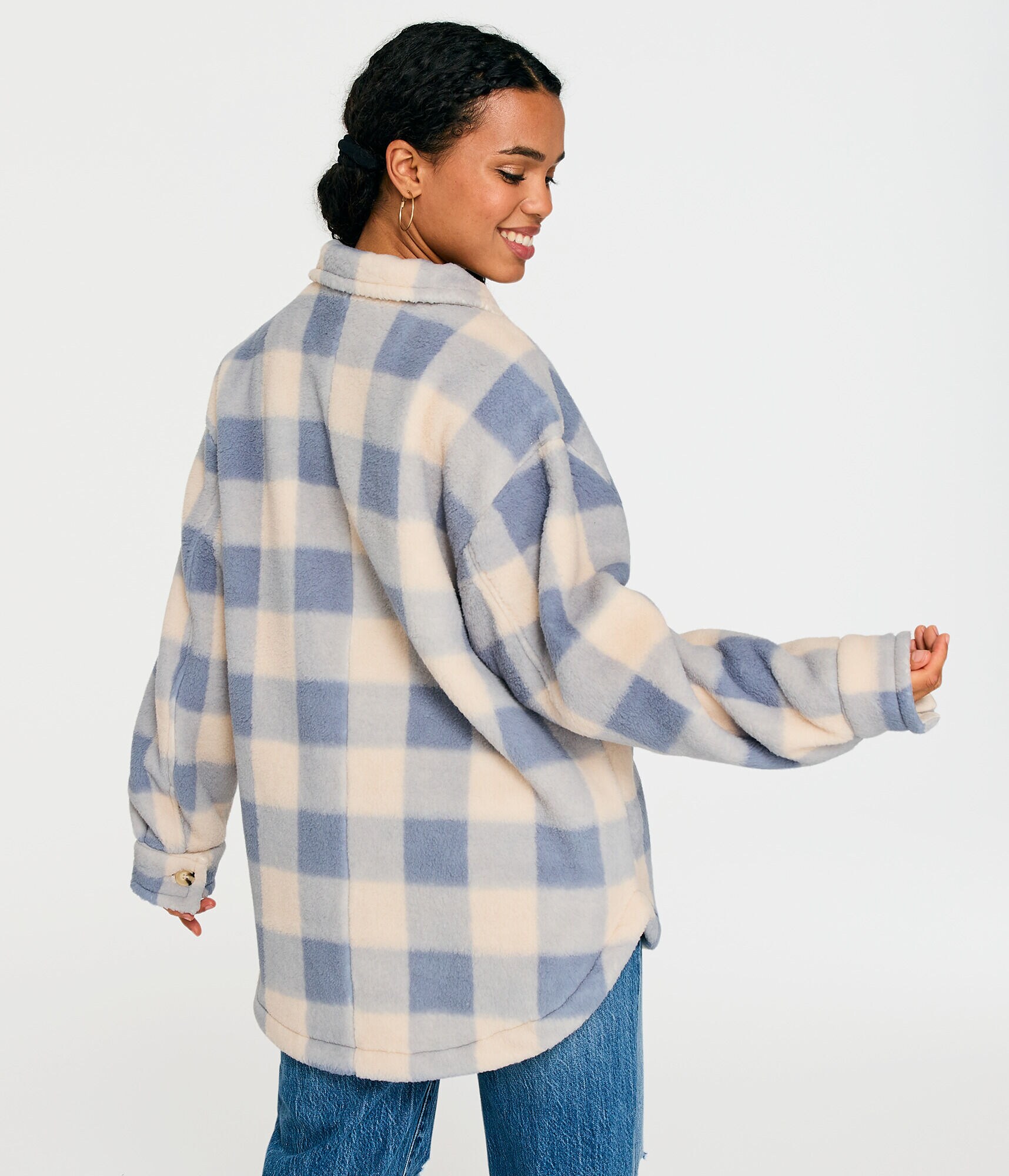 Plaid Oversized Sherpa Shacket