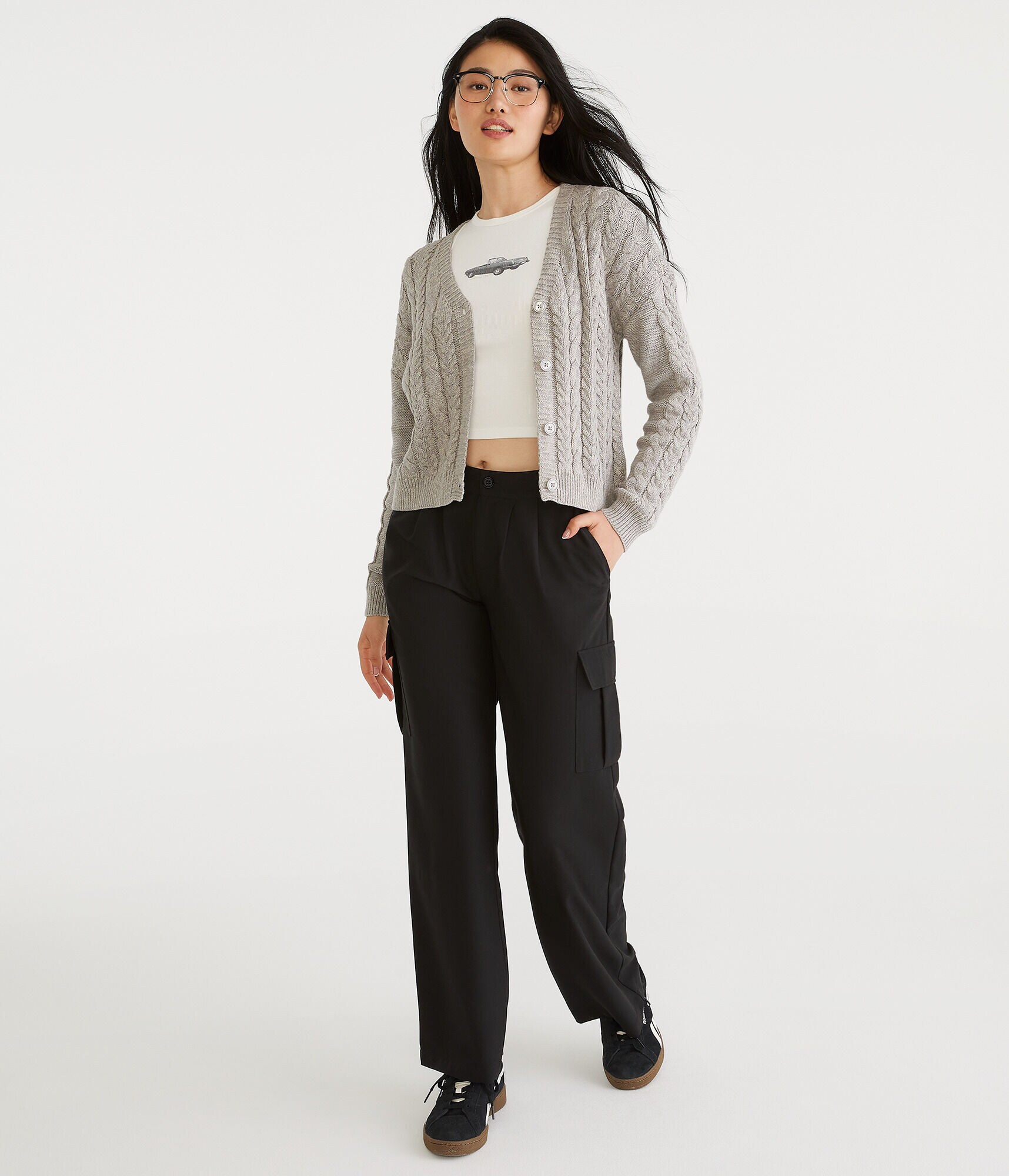 Long Sleeve Cable Knit Cardigan