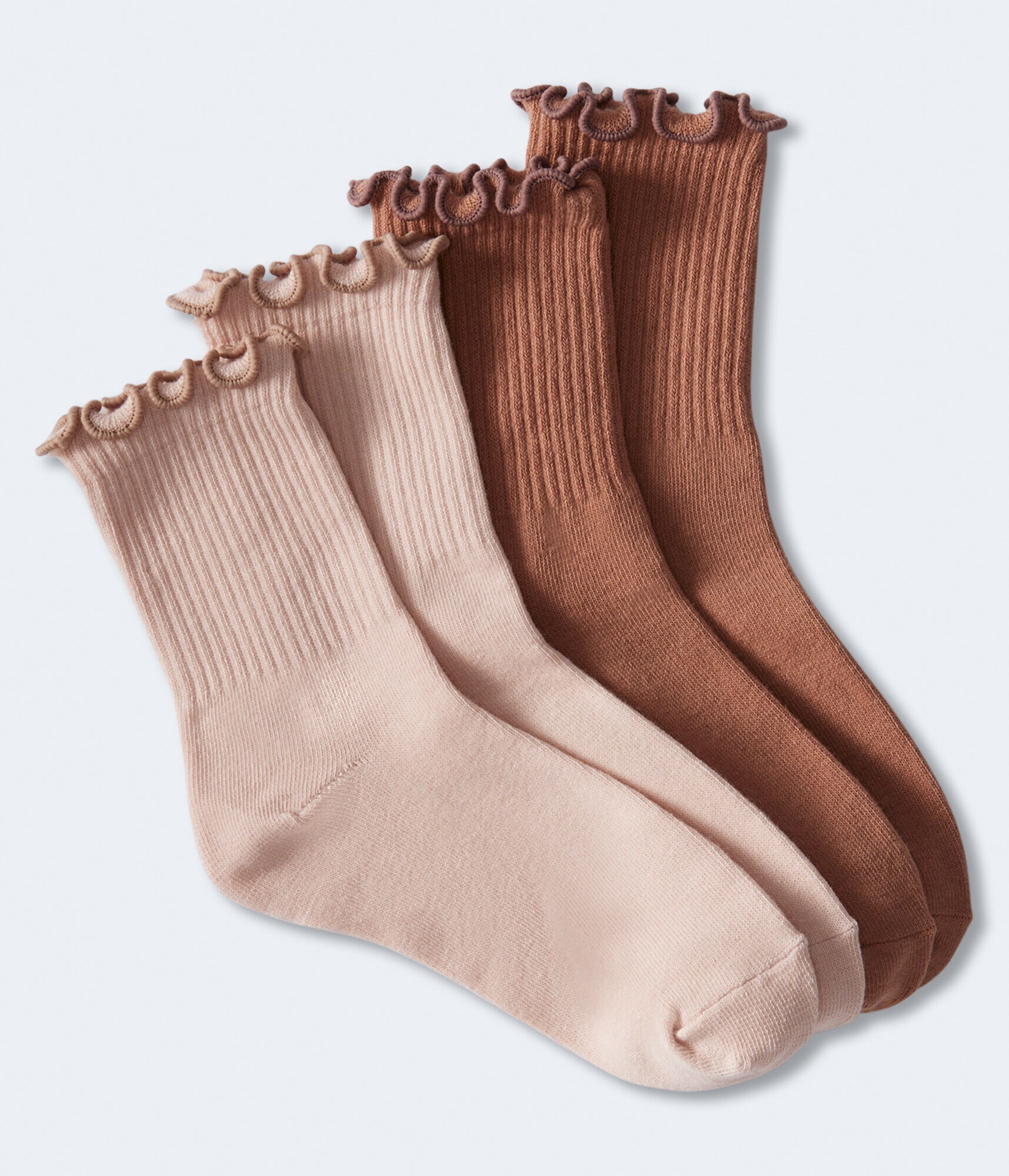 Solid Lettuce-Trim Crew Sock 2-Pack