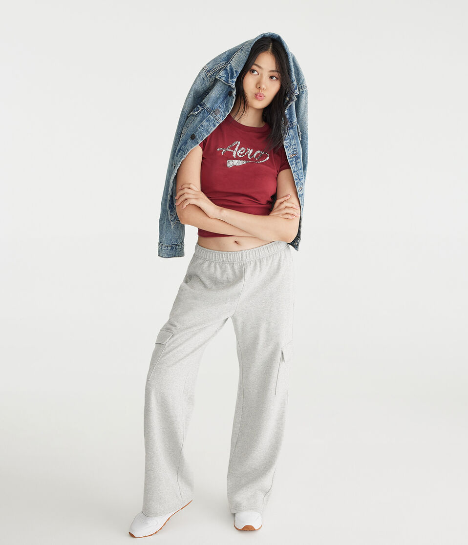 Low-Rise Cargo Wide Leg Sweatpants