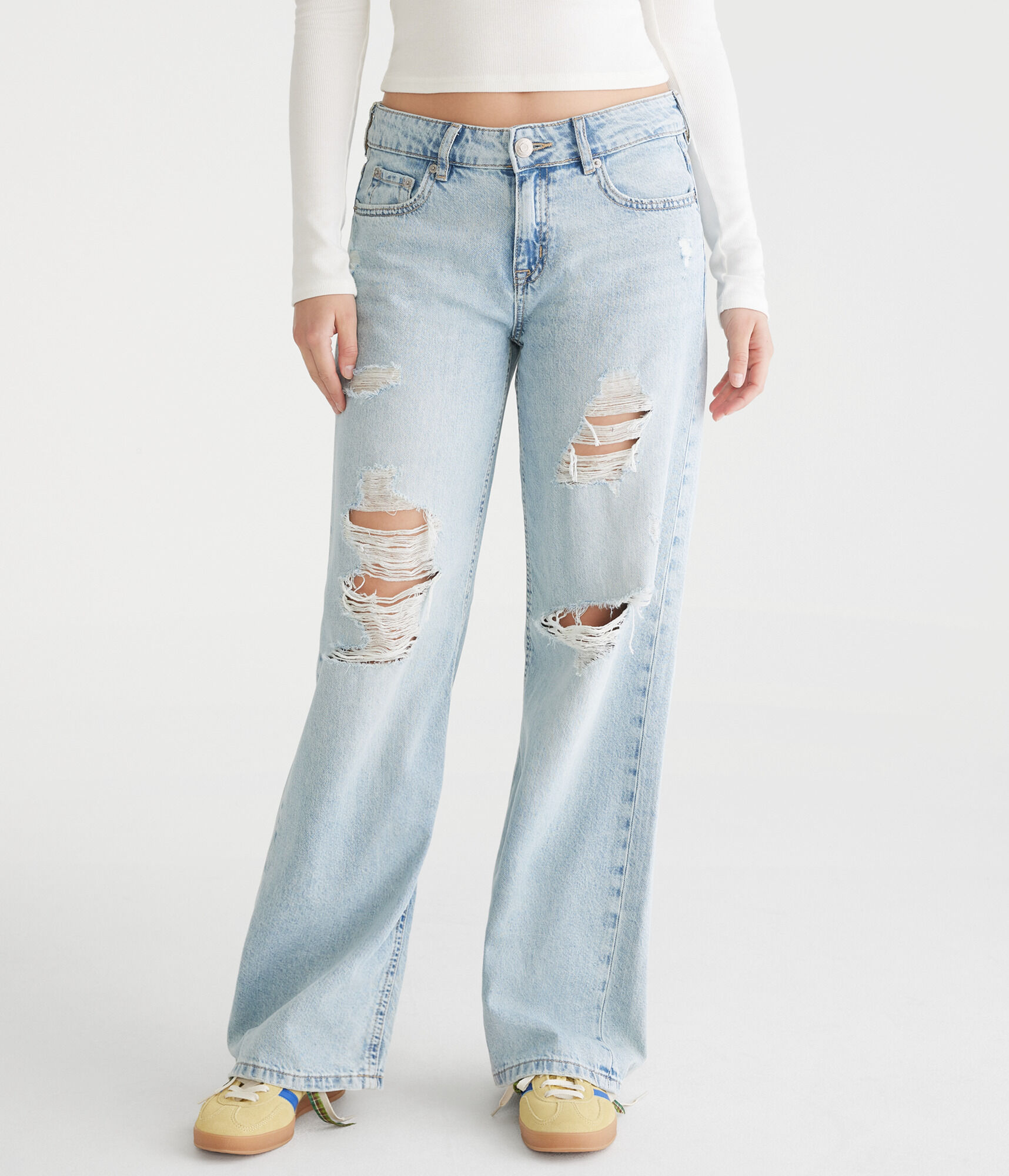 デニム・ジーパン Golden  Relaxed Wide-Leg Jeans With Ripped Detailing Golden Goose Relaxed Wide-Leg Jeans With Ripped Detailing