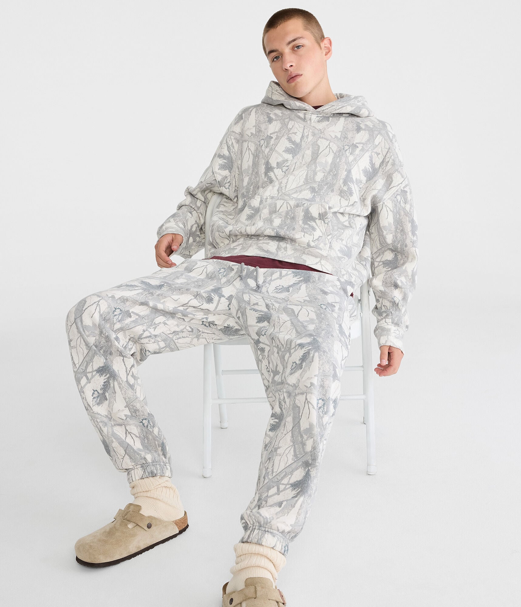 Cloud Soft Forest Camo Boxy Pullover Hoodie