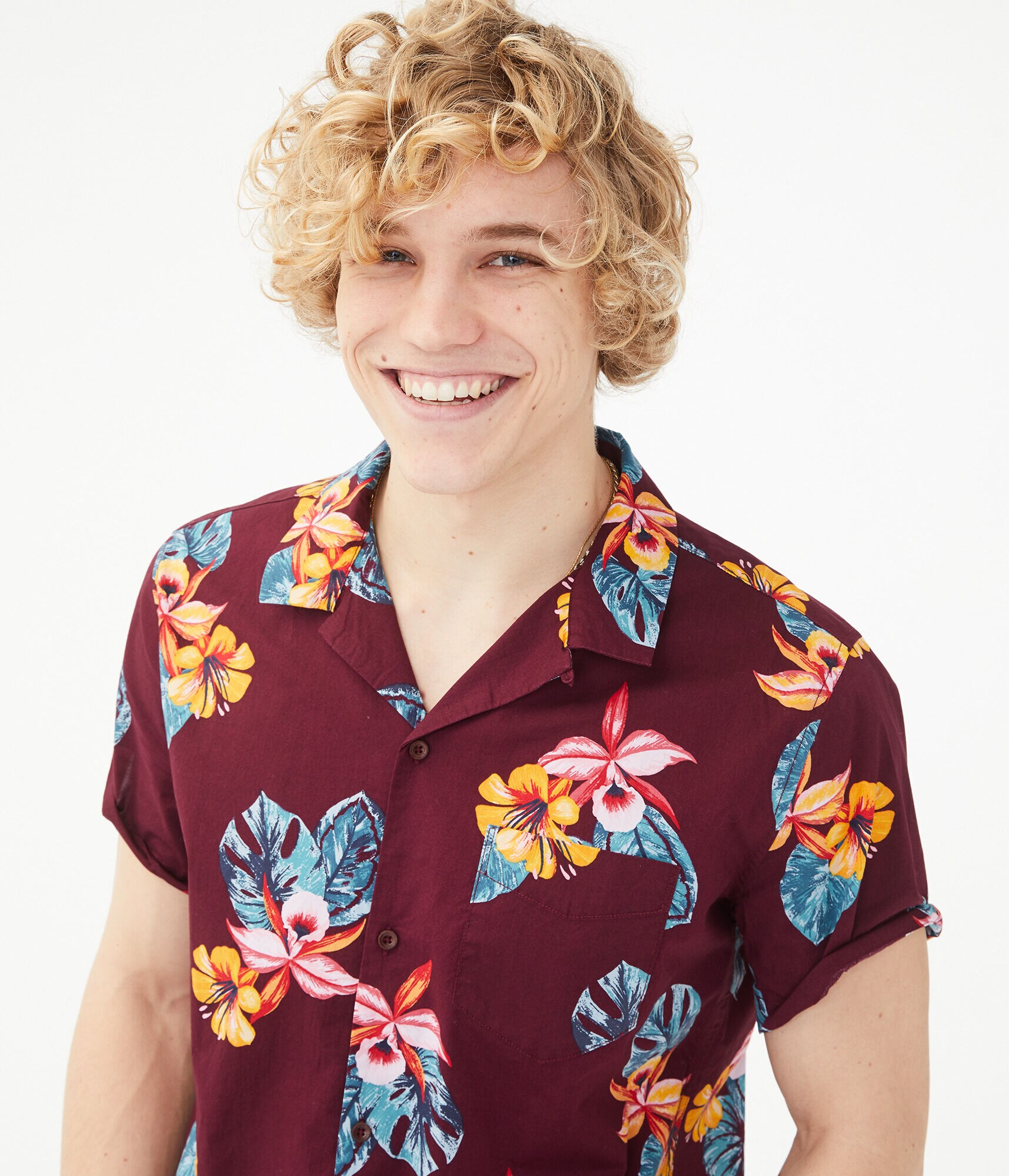 Tropical Flower Button-Down Shirt