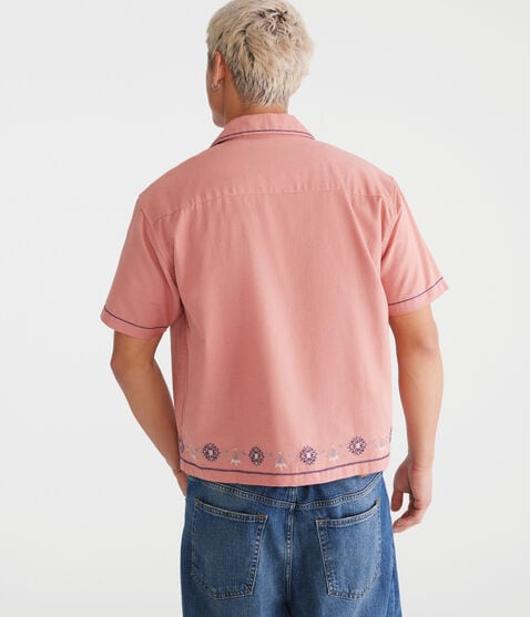 Floral Border Boxy Linen Camp Shirt Floral Border Boxy Linen Camp Shirt