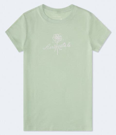 Aeropostale Rose Flocked Graphic Tee Aeropostale Rose Flocked Graphic Tee