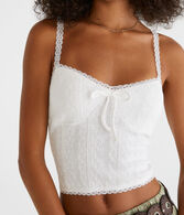 Textured Cropped Lace-Trim Cami