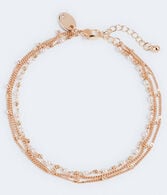 Faux Pearl & Metal Bead Anklet