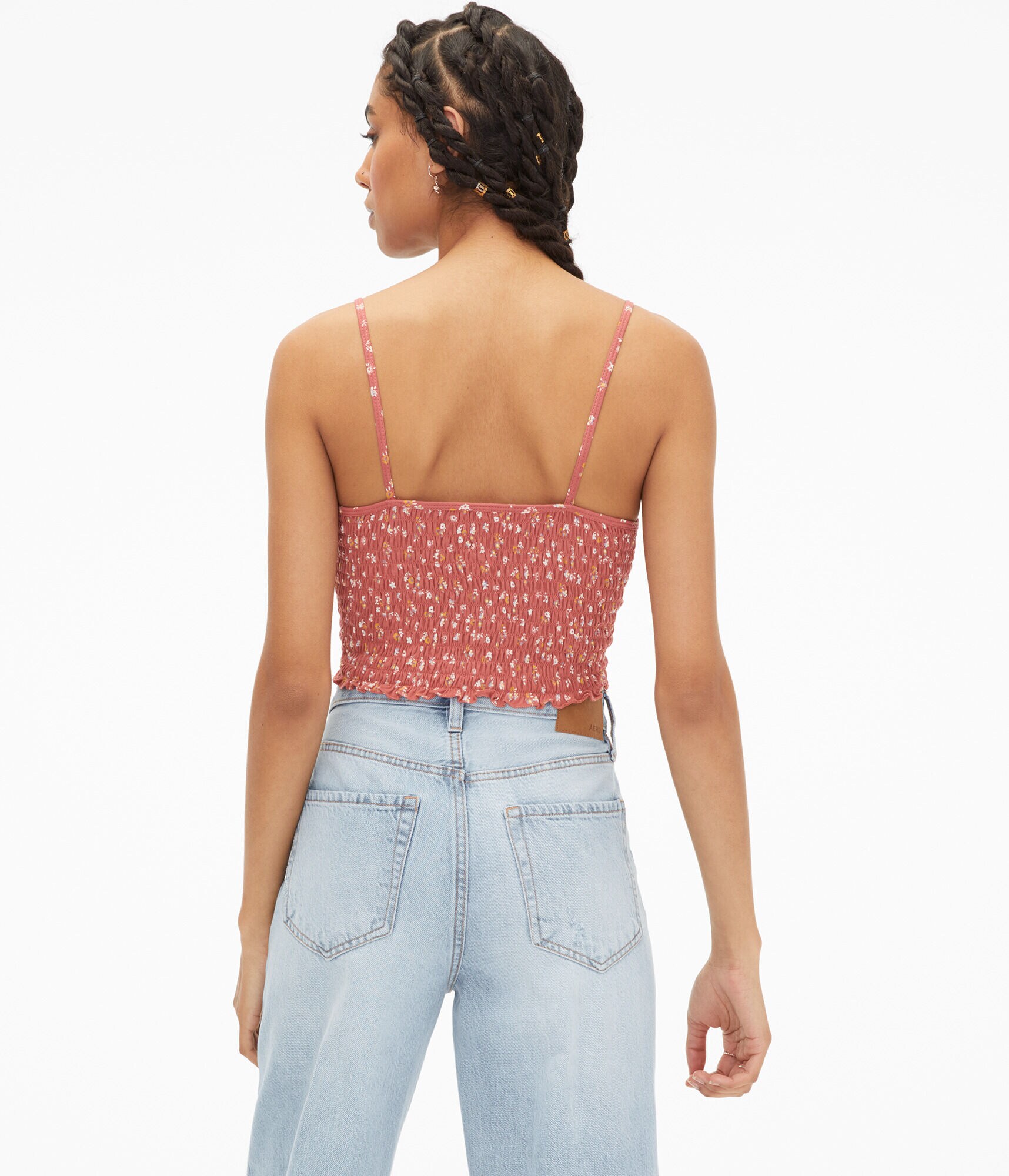 Floral Ruched Cropped Tank