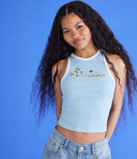 Mickey & Friends | Aero Friends Together Cropped High-Neck Ringer Tank