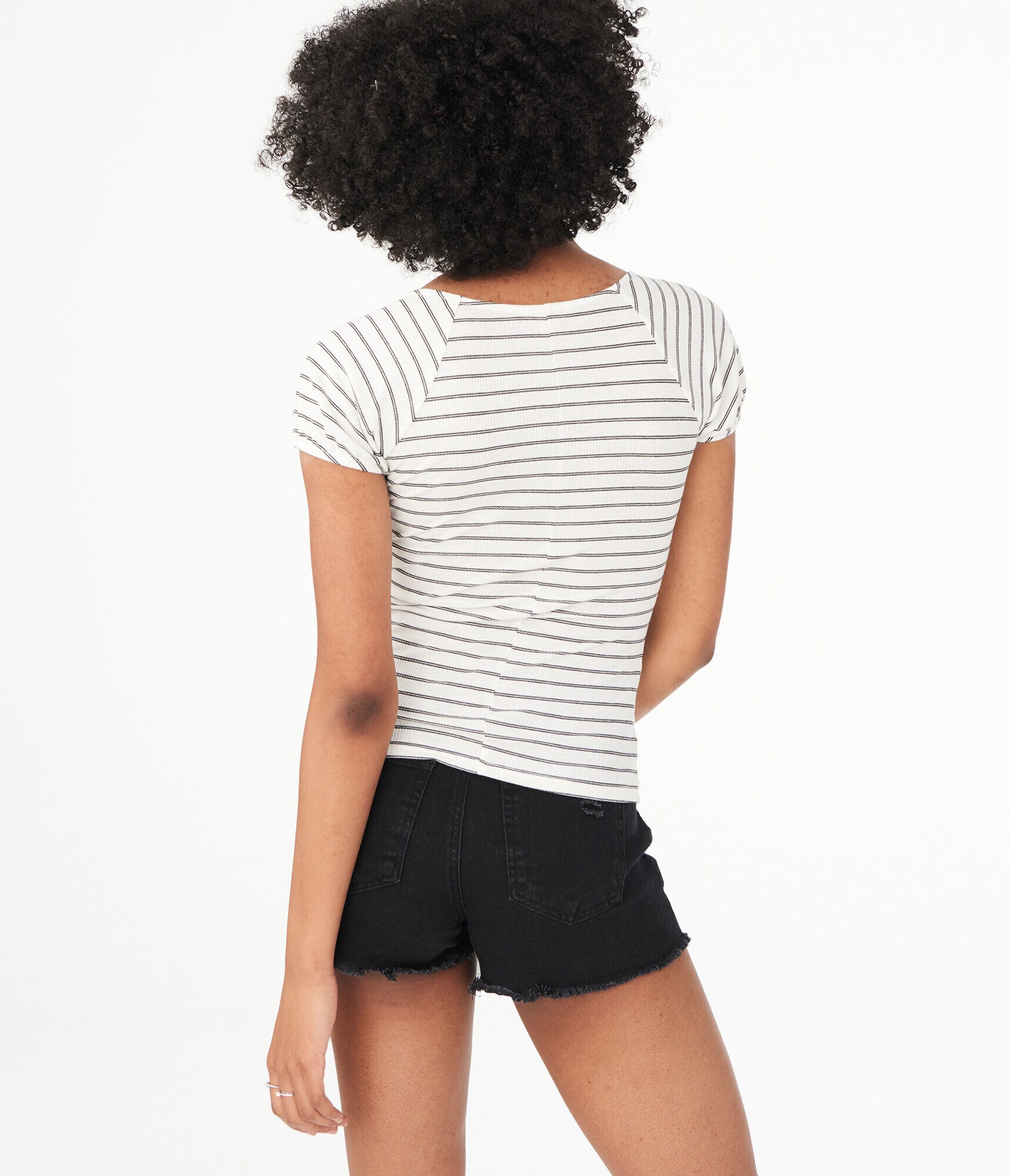 Striped Lace-Up Bodycon Top