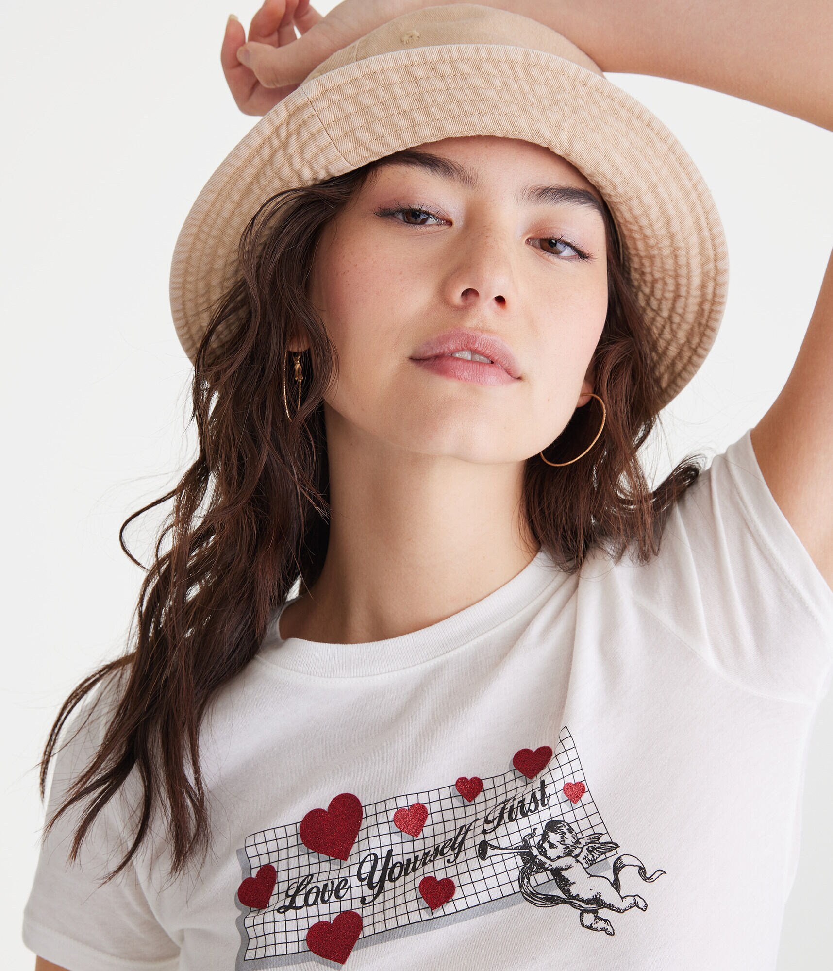 Love Yourself First Glitter Graphic Tee