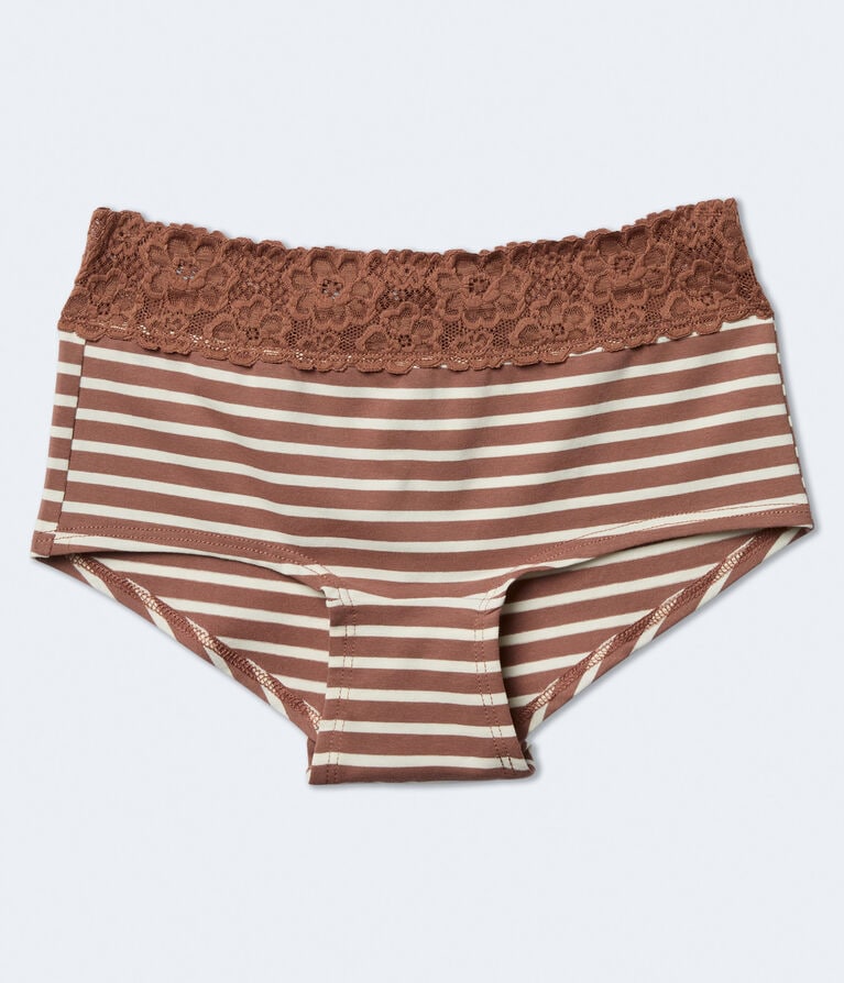 Striped Lace-Trim Boyshort