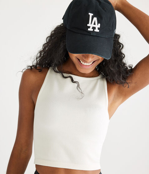 Seriously Soft Seamless Cropped Boat-Neck Tank
