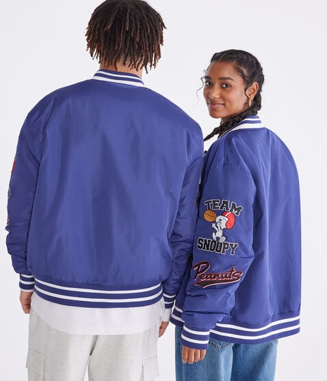 Peanuts® | Aéropostale Team Snoopy Football Bomber Jacket Peanuts® | Aéropostale Team Snoopy Football Bomber Jacket