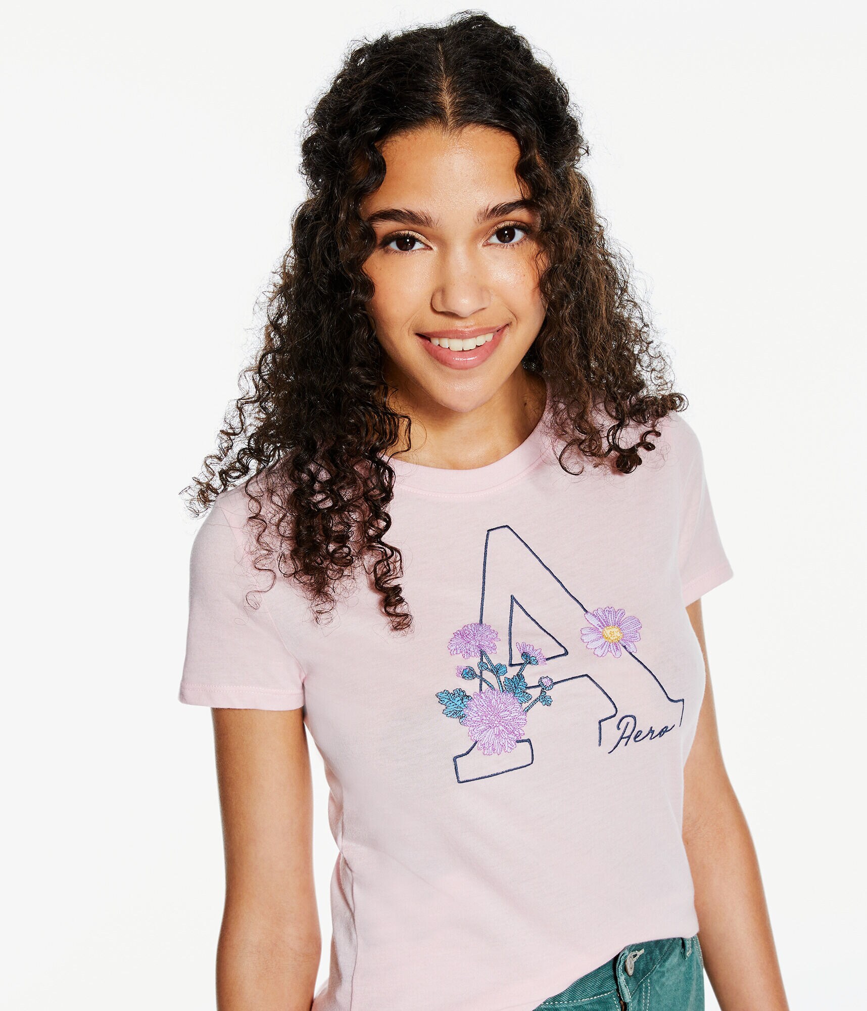 Aero Big Letter Floral Graphic Tee