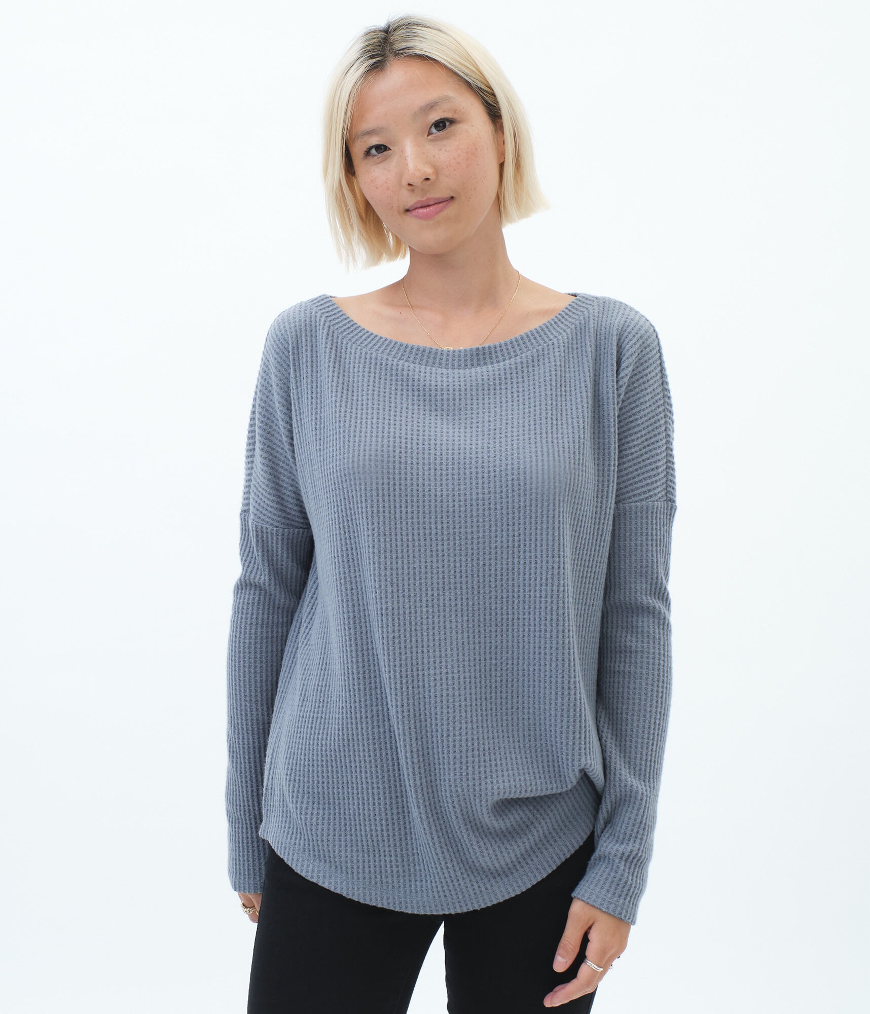 Long Sleeve Waffle-Knit Tee