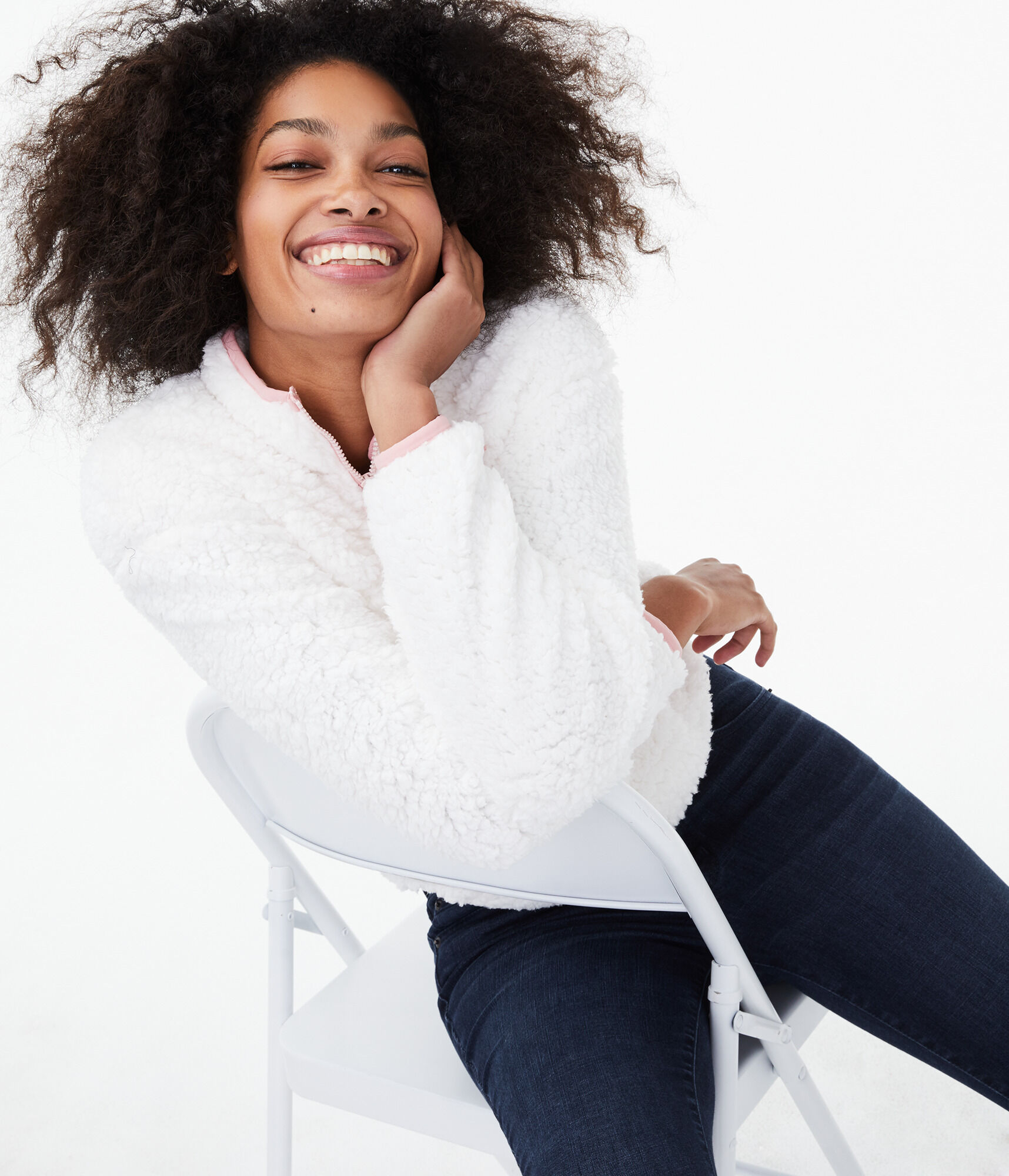 Contrast Fleece Quarter-Zip Jacket