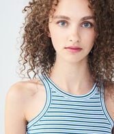 Striped Ribbed High-Neck Tank