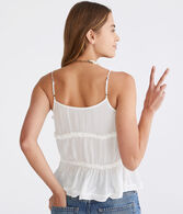 Ruffled Tie-Front Babydoll Tank