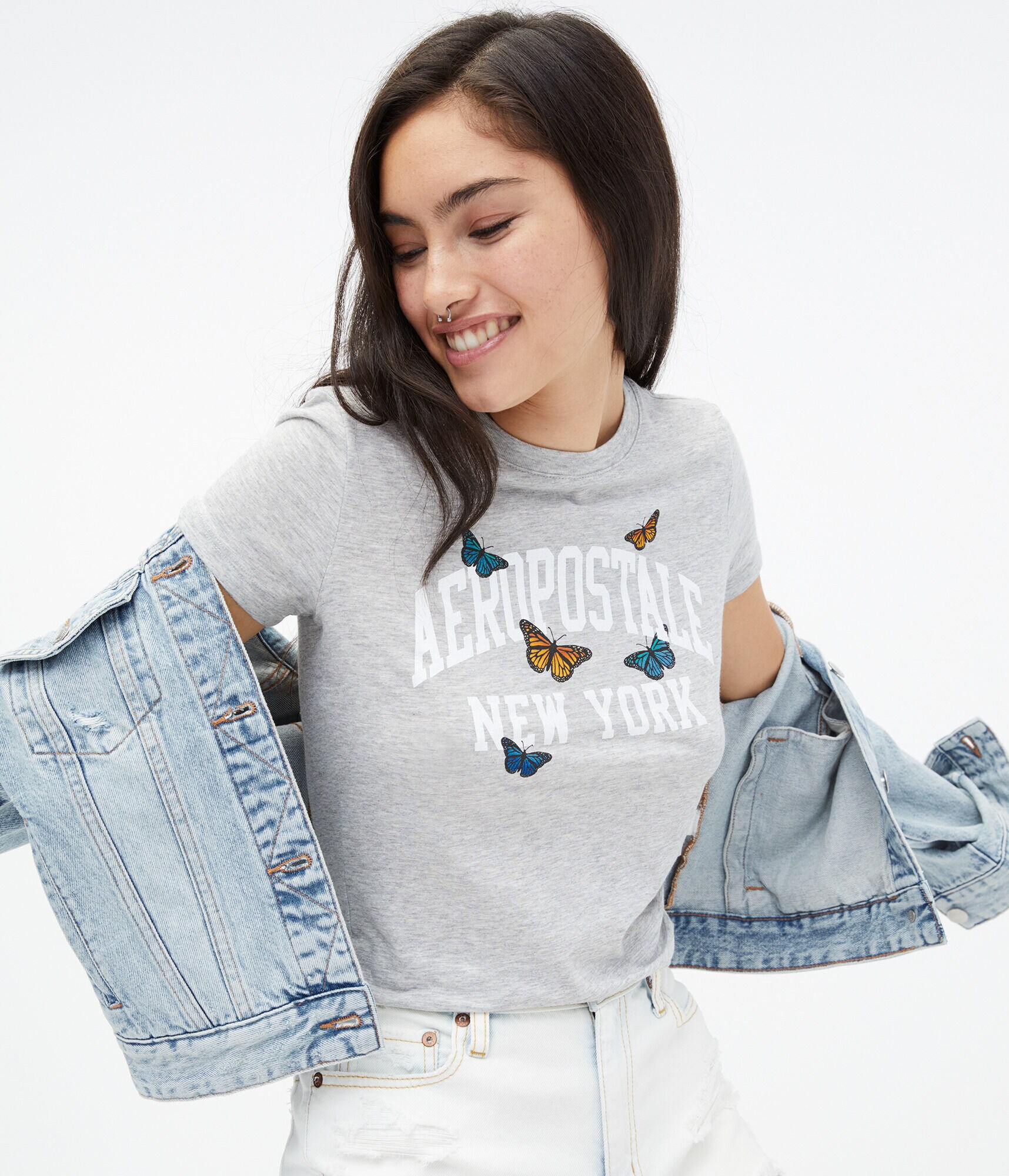 Aeropostale New York Butterflies Graphic Tee