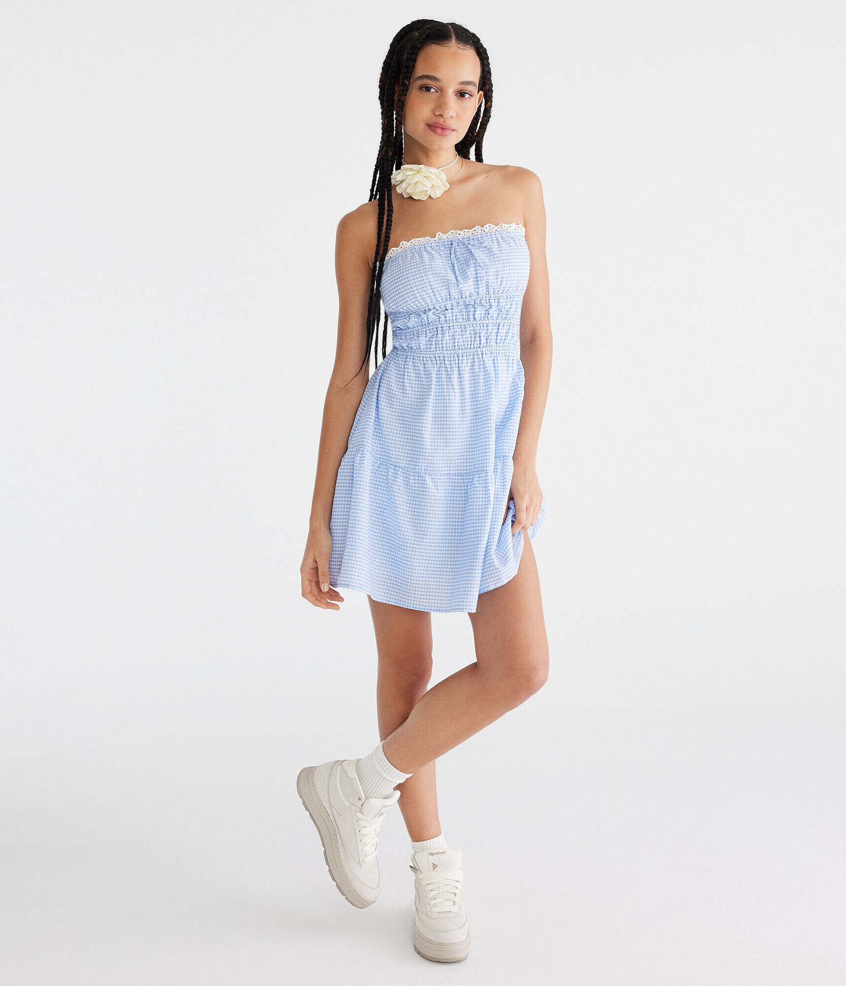 Gingham Strapless Fit & Flare Dress Gingham Strapless Fit & Flare Dress