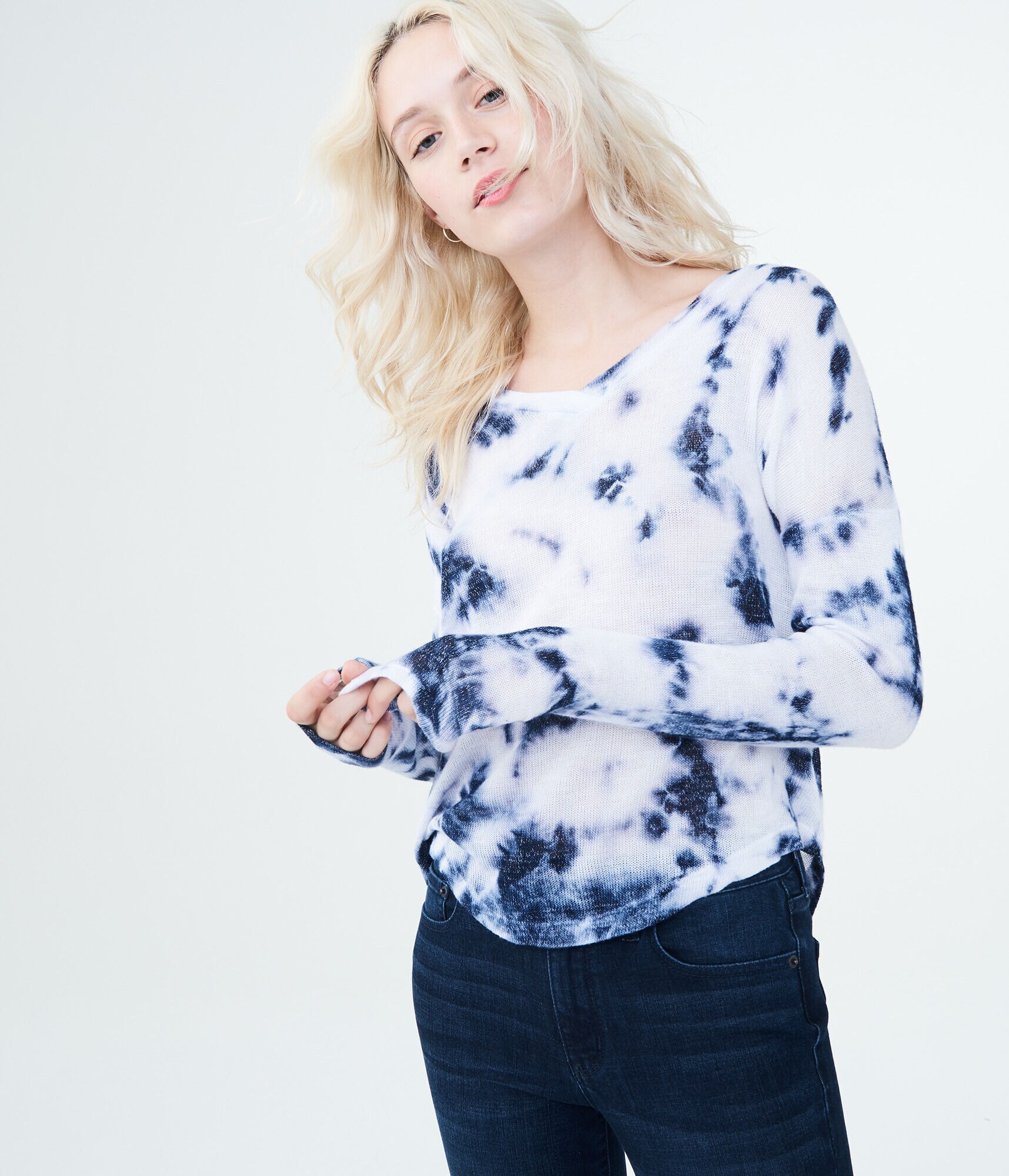 Long Sleeve Tie-Dye Knit Top