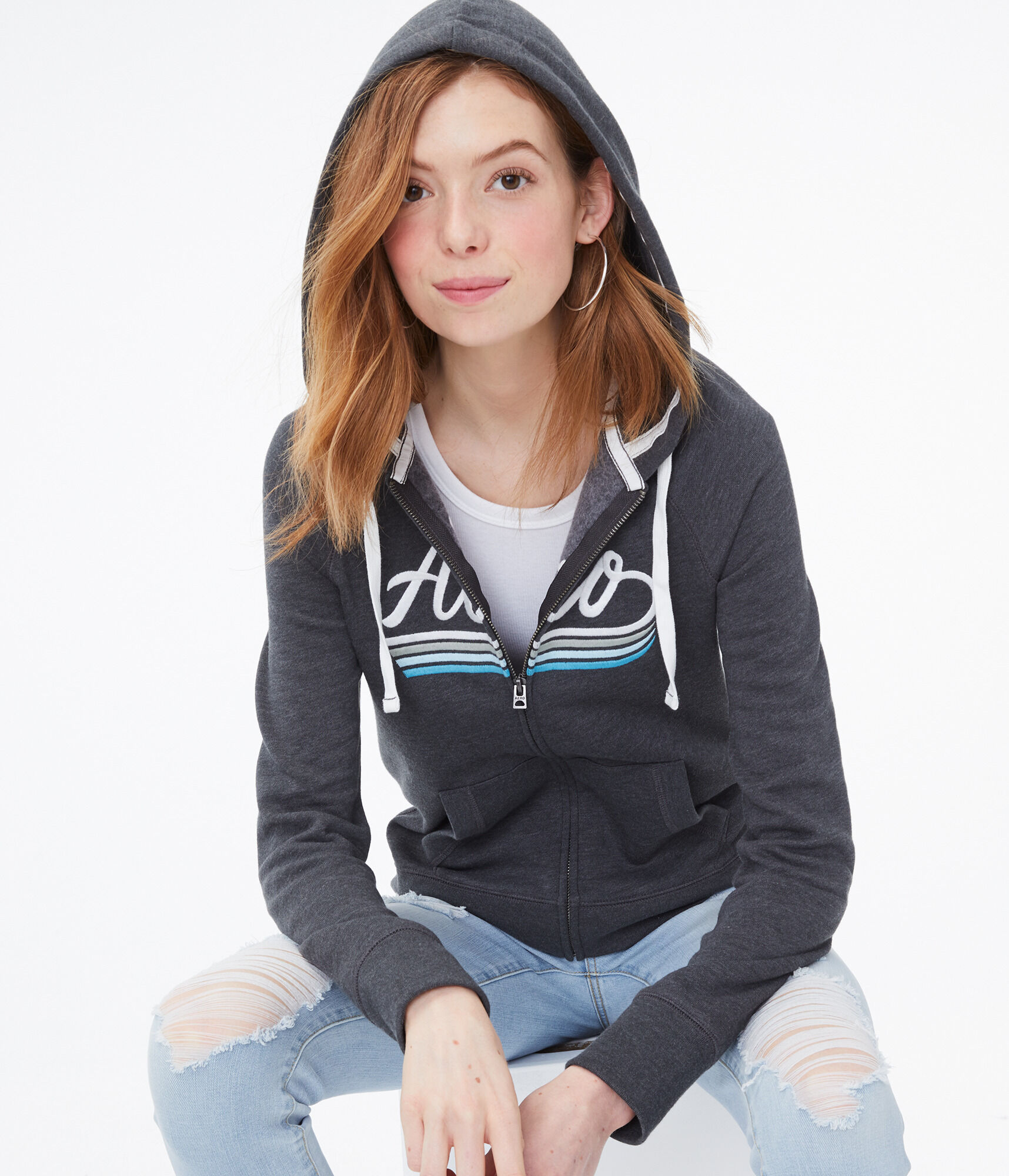 Color Stripe Logo Full-Zip Hoodie