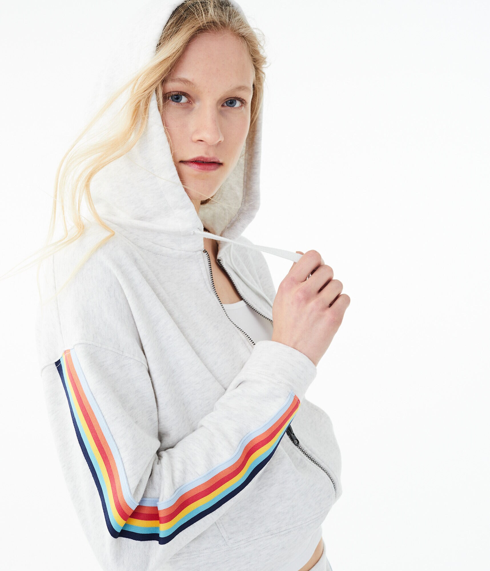 Rainbow Stripe Full-Zip Hoodie