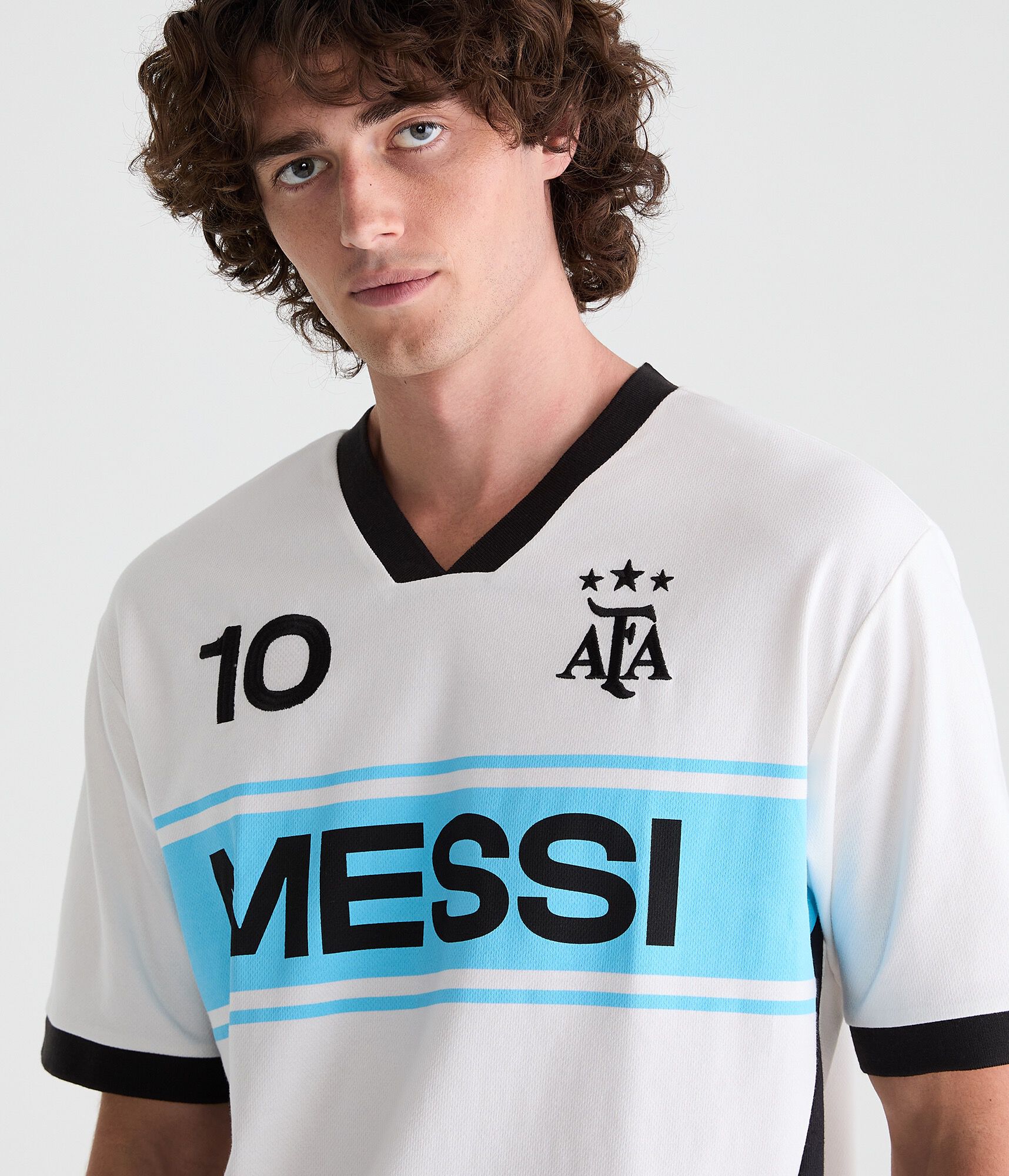 Argentina Messi 10 V-Neck Soccer Jersey