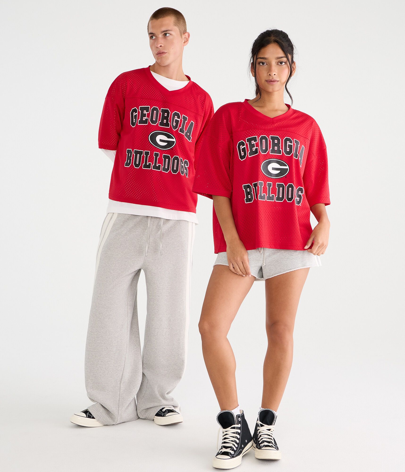 Georgia Bulldogs Boxy Mesh V-Neck Top