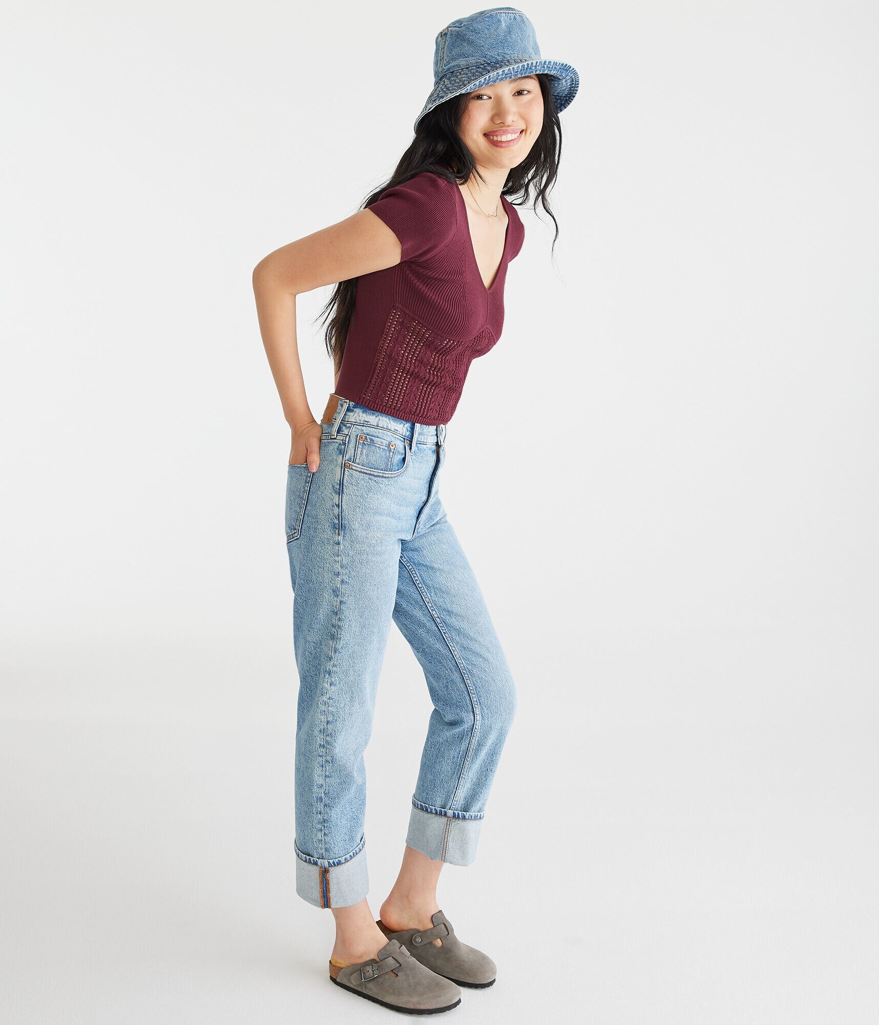 Pointelle Knit Crop Top