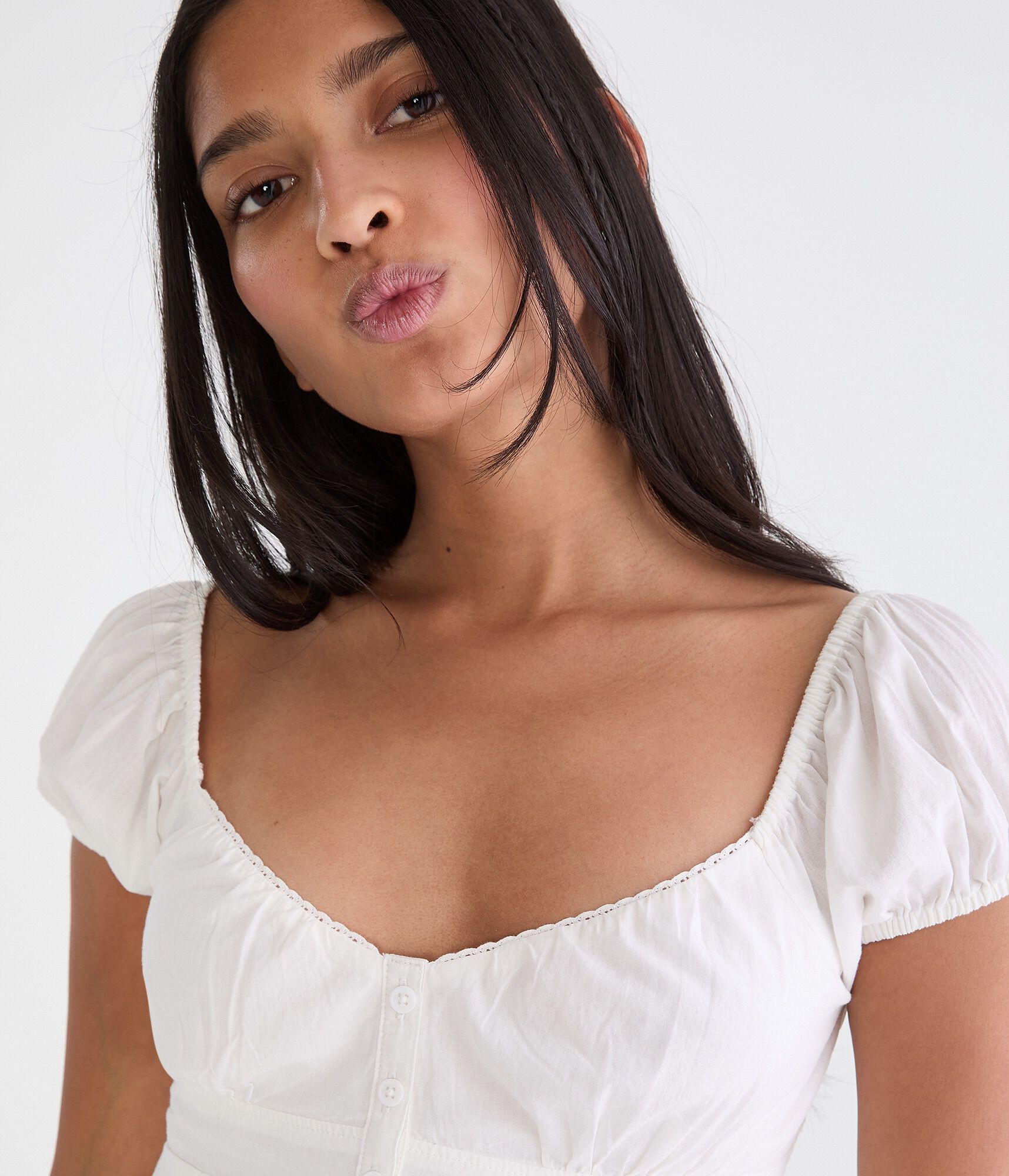 Eyelet Tie-Back Babydoll Top
