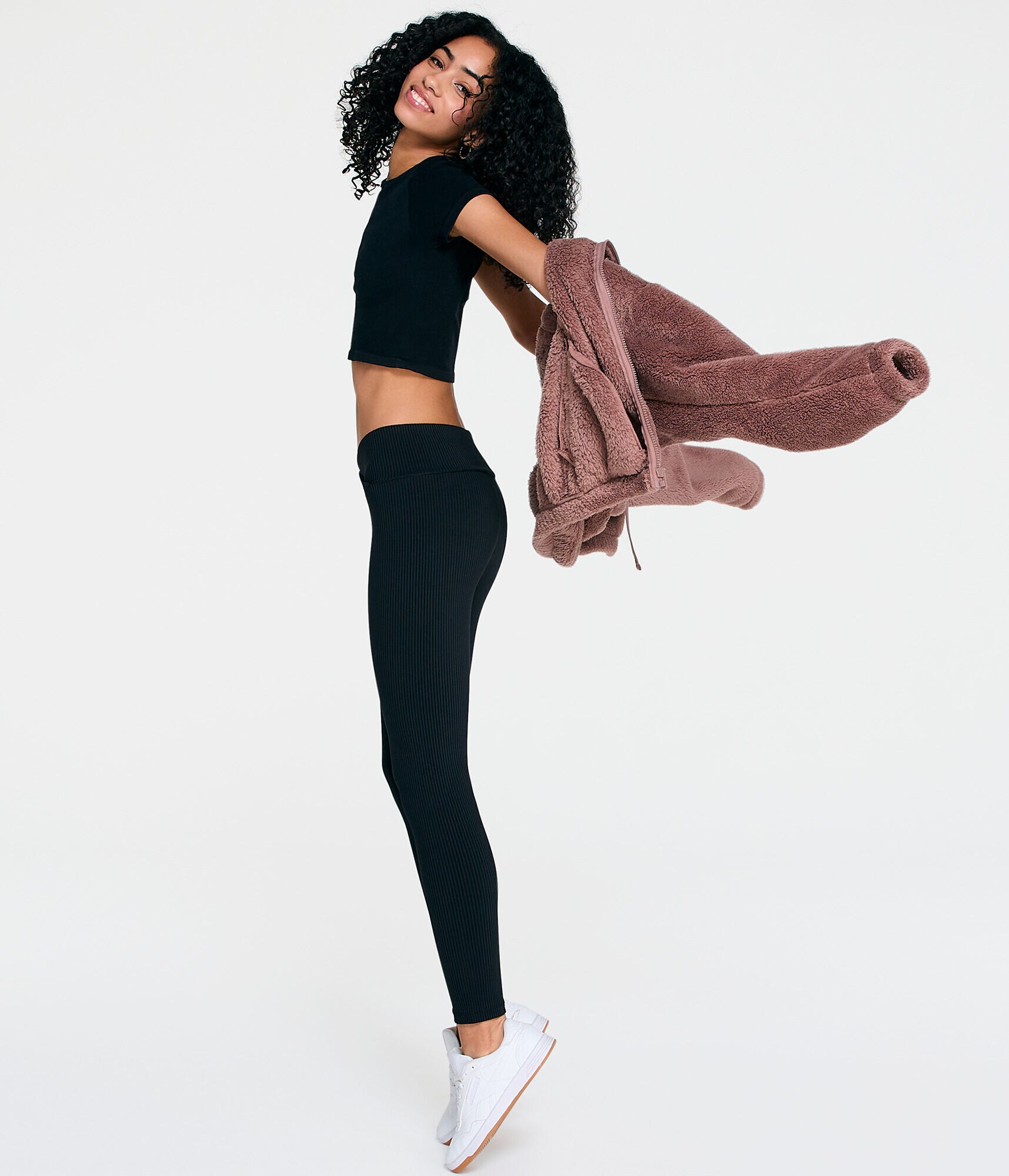 Ribbed High-Rise Crossover Leggings